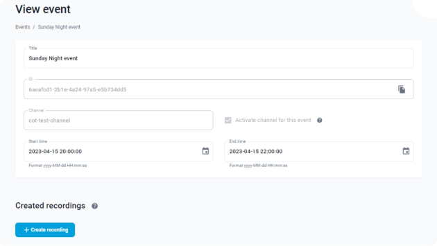 Select a live stream to record
