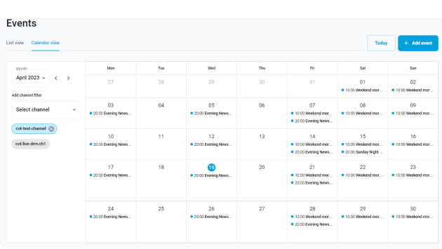 Pick your live channel