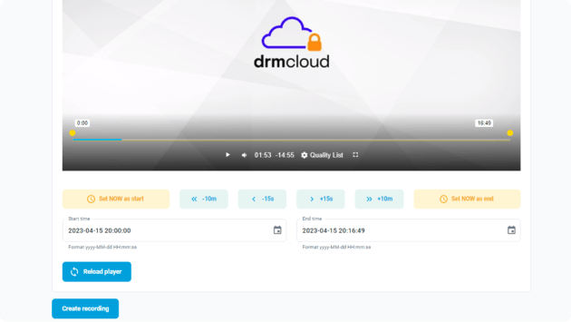 Adjust start and finish time