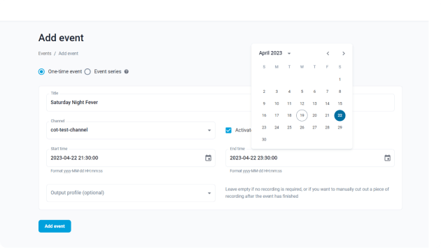 Choose the live stream date